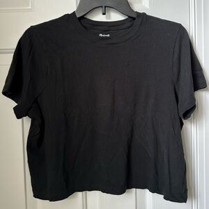 Madewell Black Boxy Crop Tee